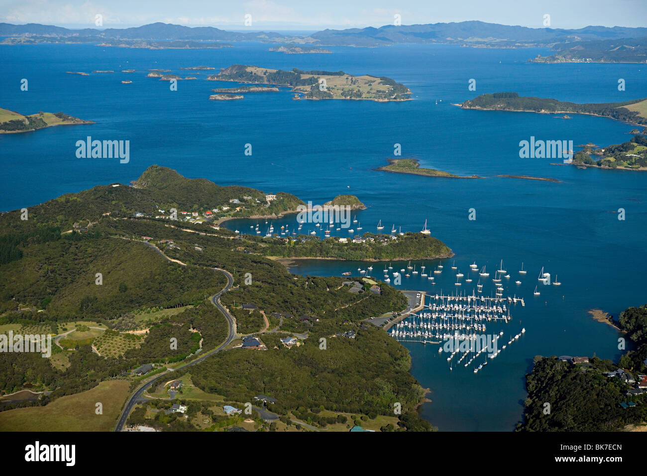 aerial view of Bay of Islands near Kerikeri Stock Photo