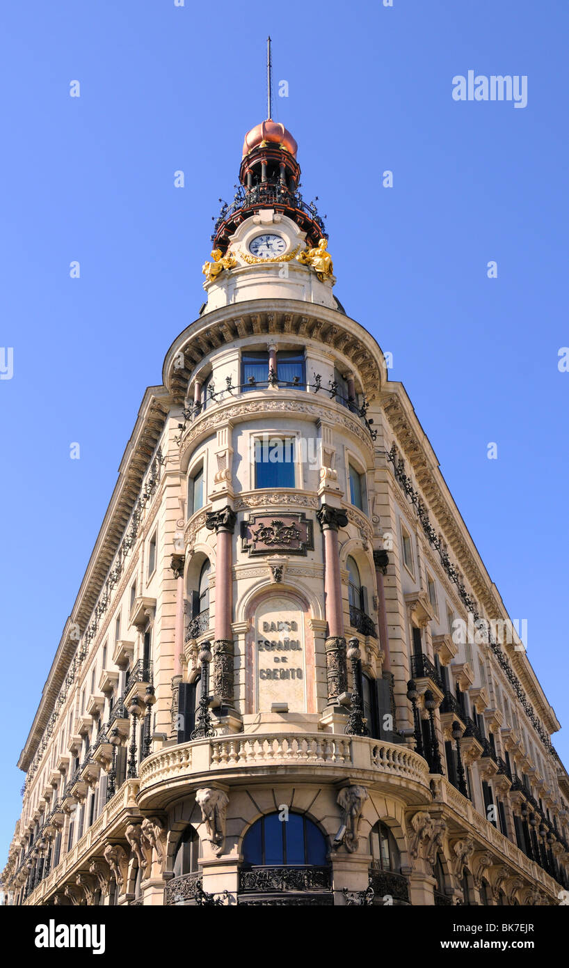 Madrid, Spain. Calle de Alcala. Banesto Building / Banco Espanol de Credito  (1880s: Jose grases Riera Stock Photo - Alamy
