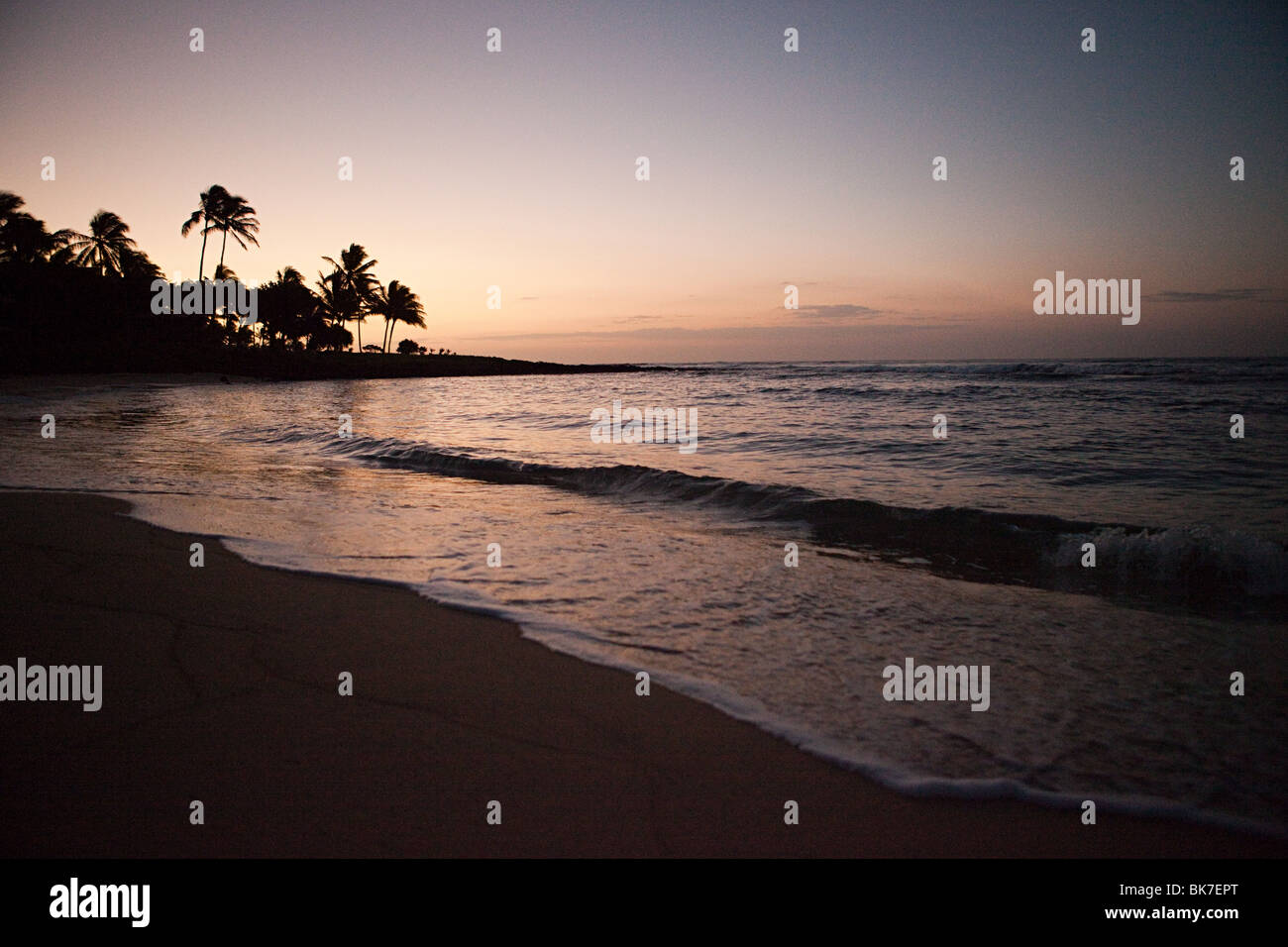 Hawaiian beach at sunset Stock Photo - Alamy