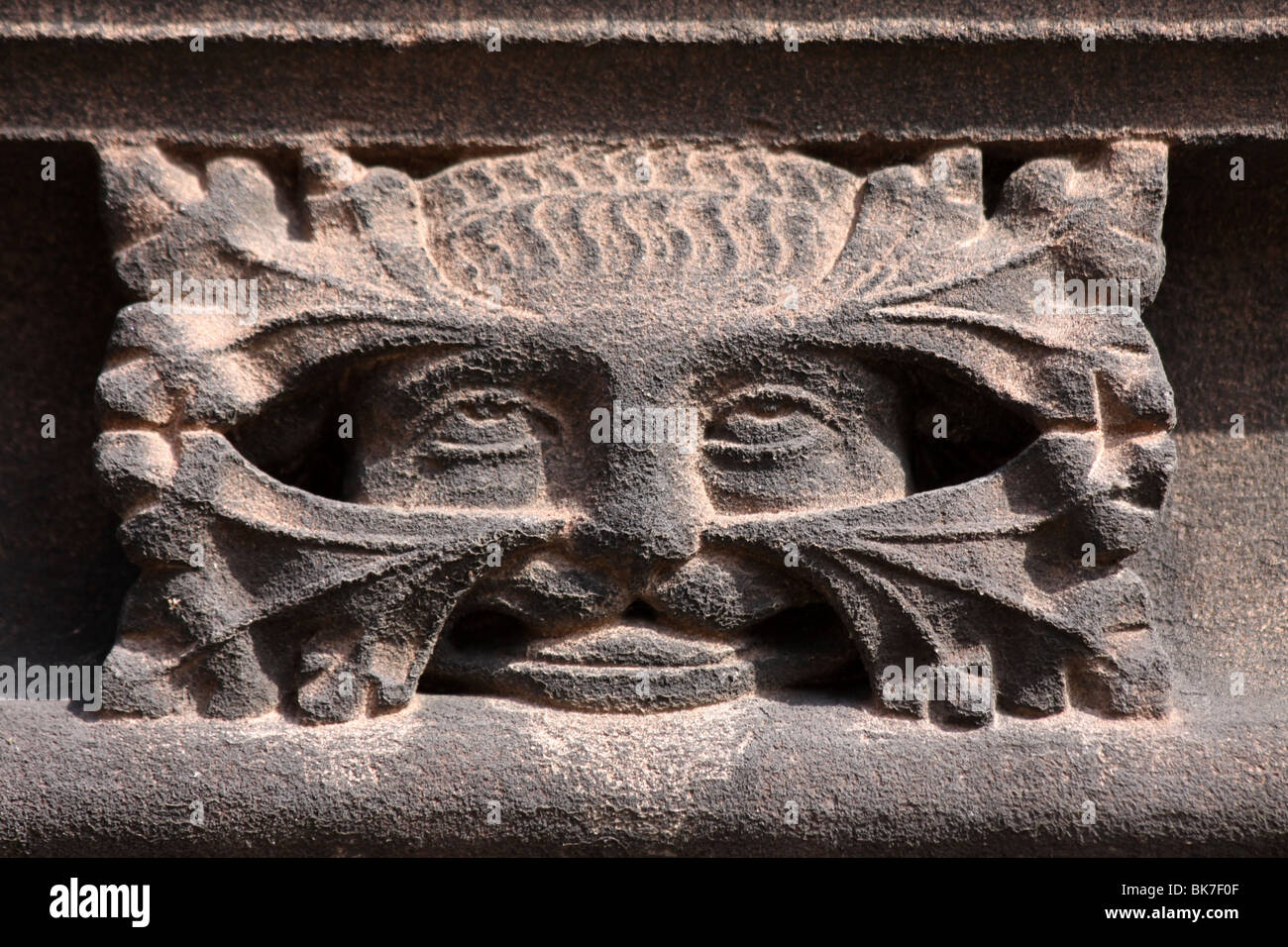 Green Man Stone Sculpture At Chester Cathedral, Cheshire, UK Stock Photo