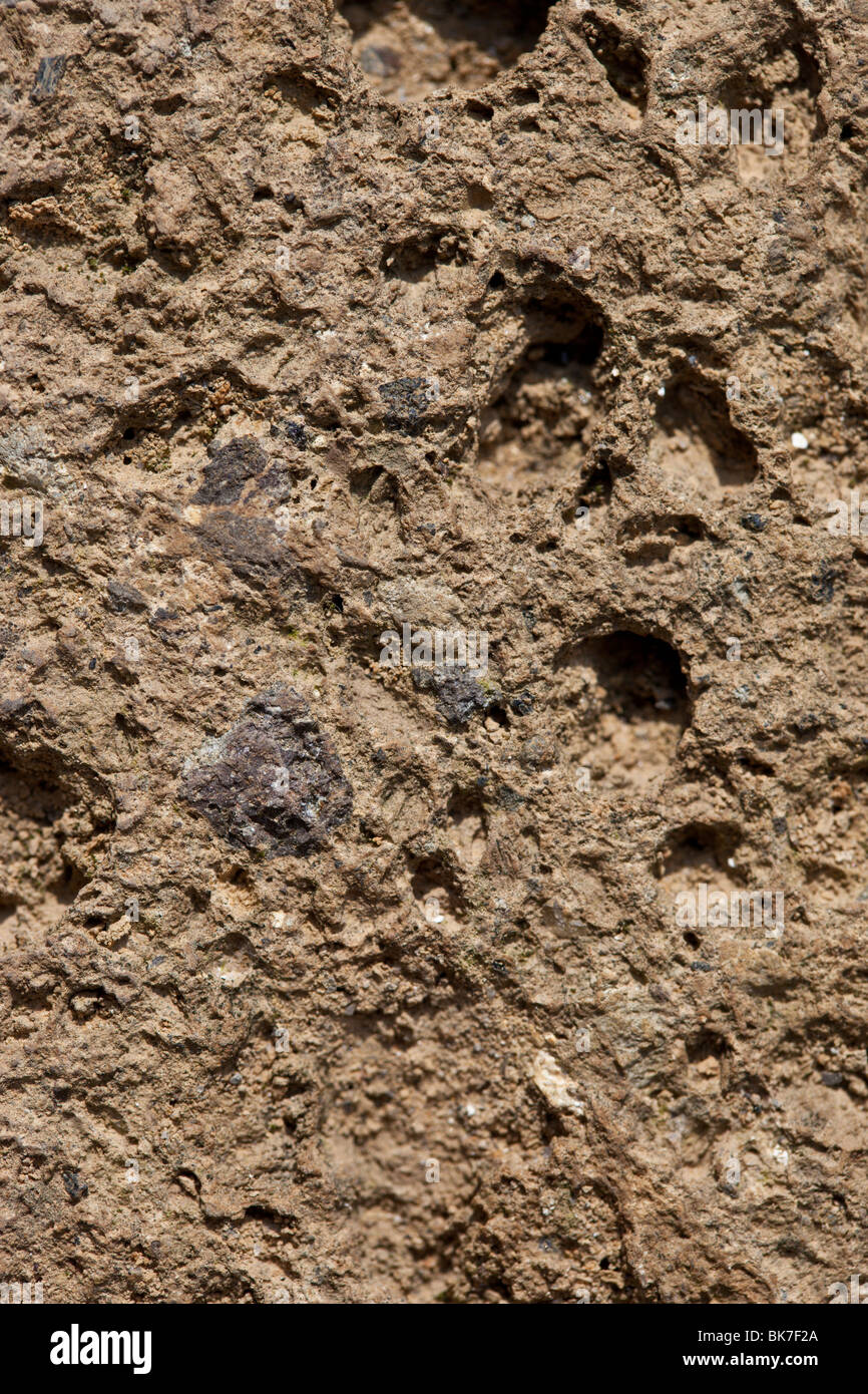 Close up view of volcanic tuff used for garden stone. Charles Lupica Stock Photo