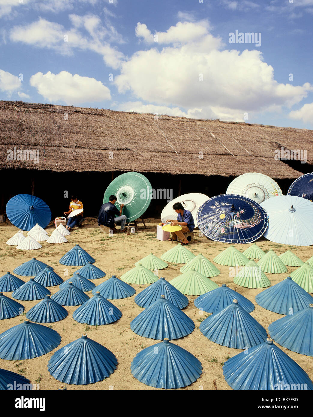 Umbrella makers, Chiang Mai, Thailand, Southeast Asia, Asia Stock Photo