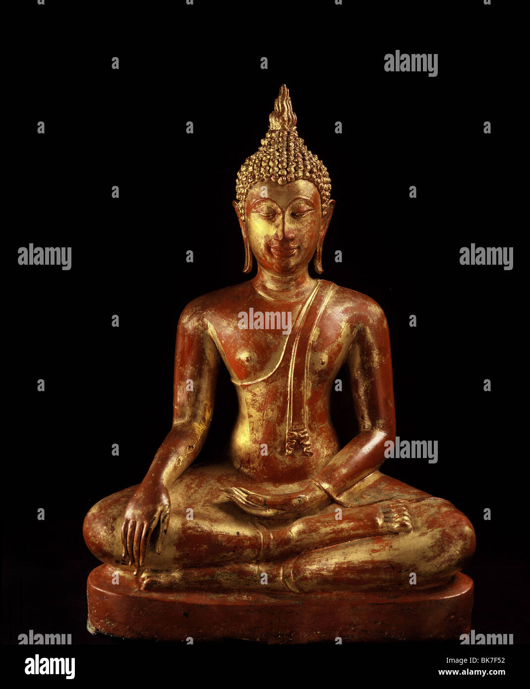 Sukhothai period Buddha image, lacquered and gilded, National Museum Bangkok, Thailand, Southeast Asia, Asia Stock Photo