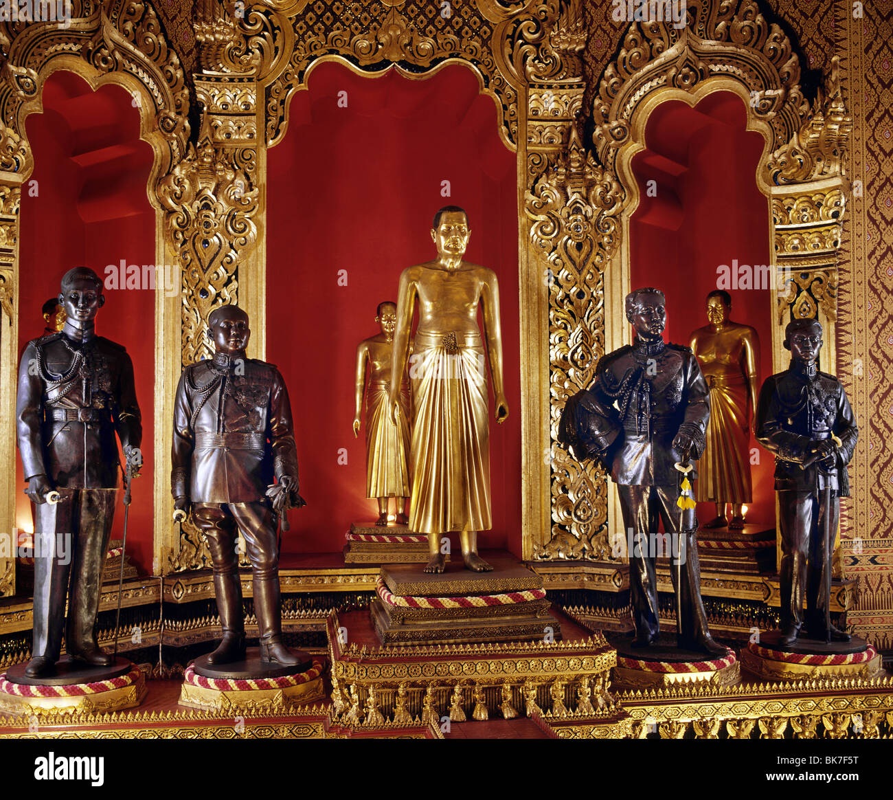 Royal Pantheon with statues of old kings of Chakri Dynasty, Bangkok, Thailand, Southeast Asia, Asia Stock Photo