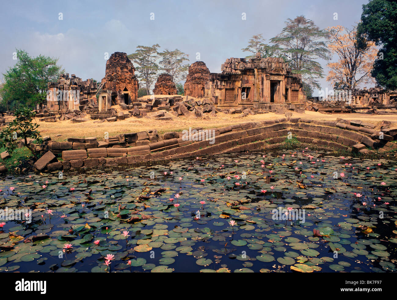 Ruins of the 11th century Khmer temple of Prasat Muang Tam, Buriram province, Thailand, Southeast Asia, Asia Stock Photo