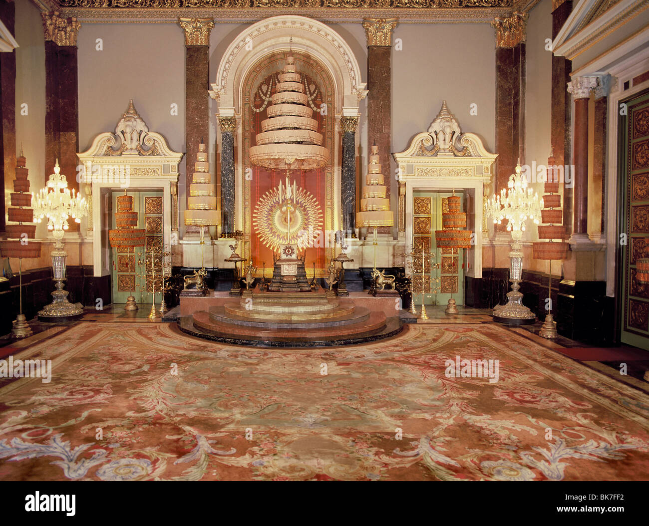 The Throne of the King of Thailand, Dusit Mahaprasat Throne Hall, Royal Palace, Bangkok, Thailand, Southeast Asia, Asia Stock Photo