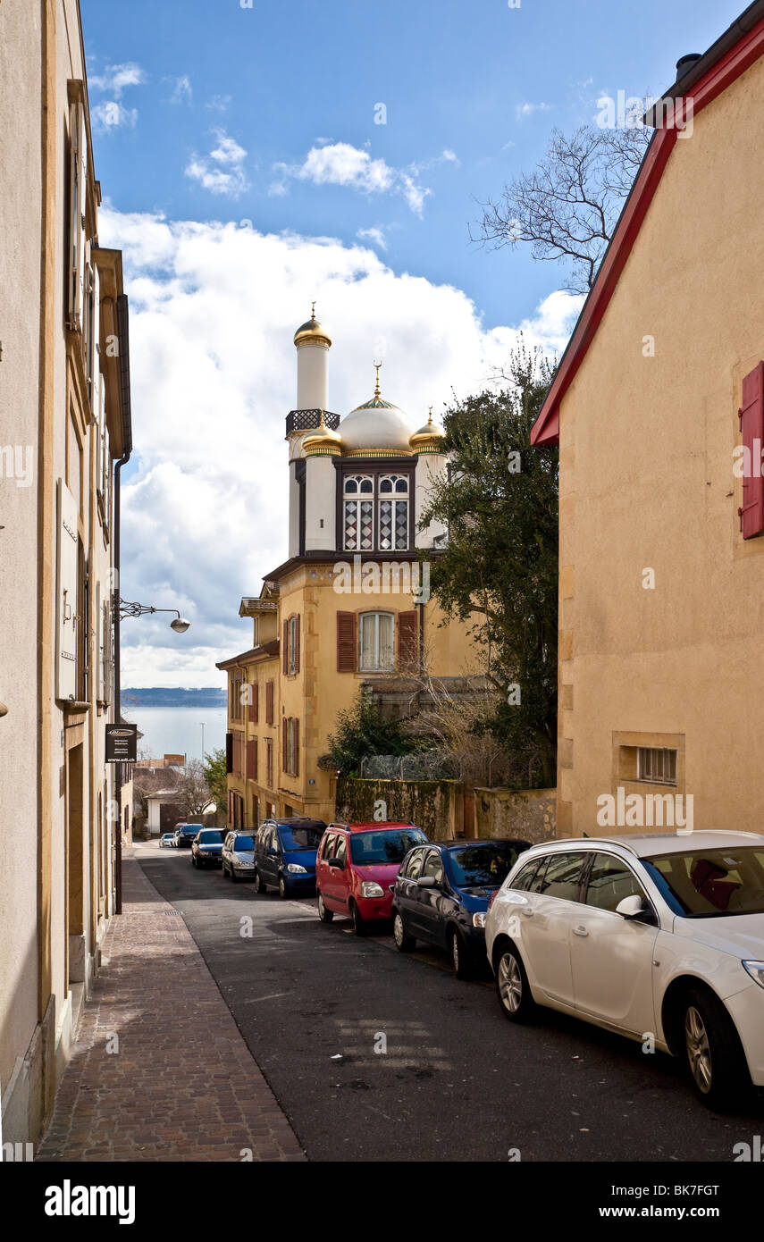 Mosque with minarets; Neuchatel, Switzerland. Charles Lupica Stock ...