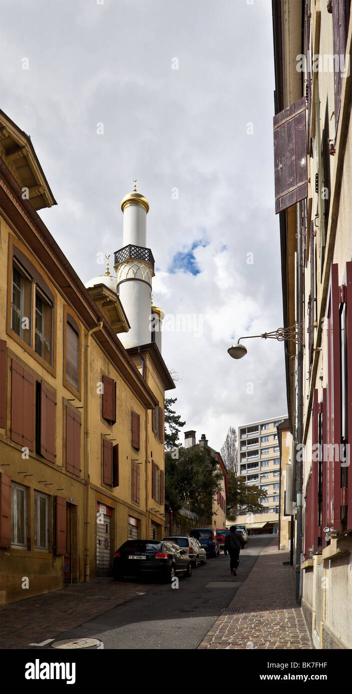 Mosque with minarets; Neuchatel, Switzerland. Charles Lupica Stock ...