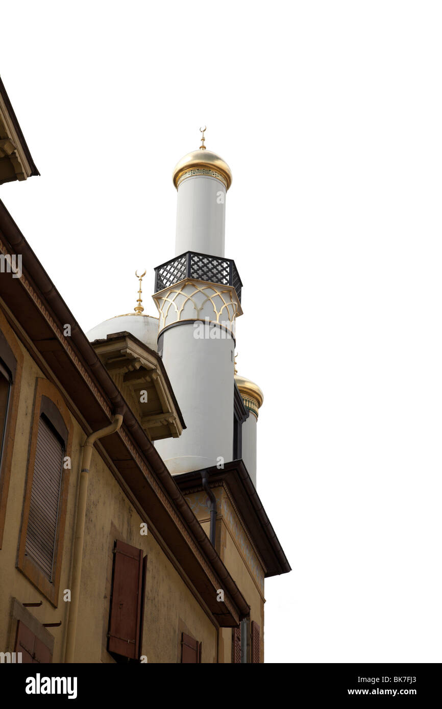 Mosque with minarets; Neuchatel, Switzerland. Charles Lupica Stock ...