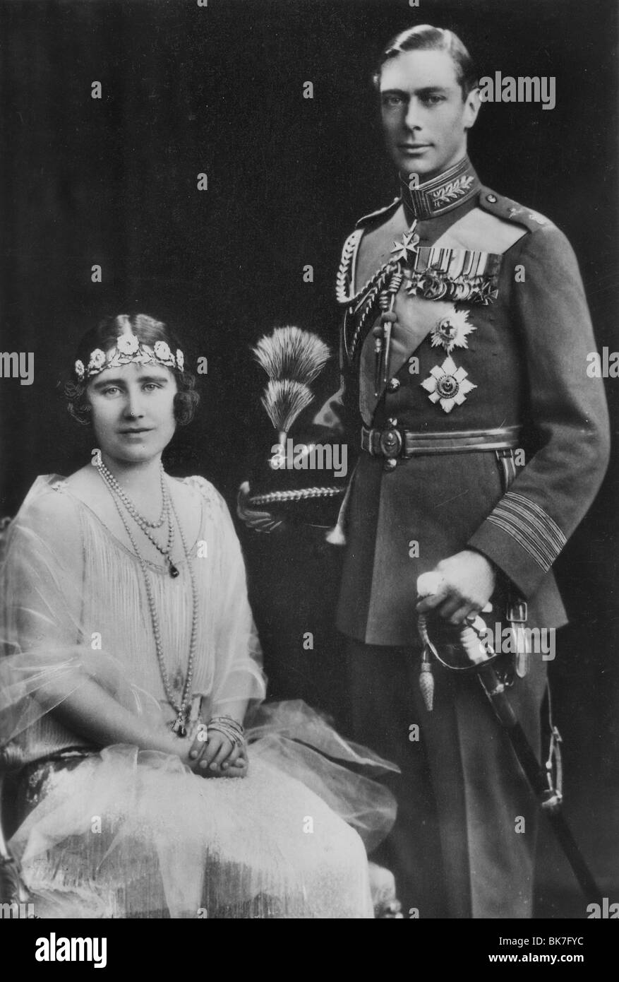 KING GEORGE VI with Lady Elizabeth Bowes-Lyon after their marriage in 1923 Stock Photo