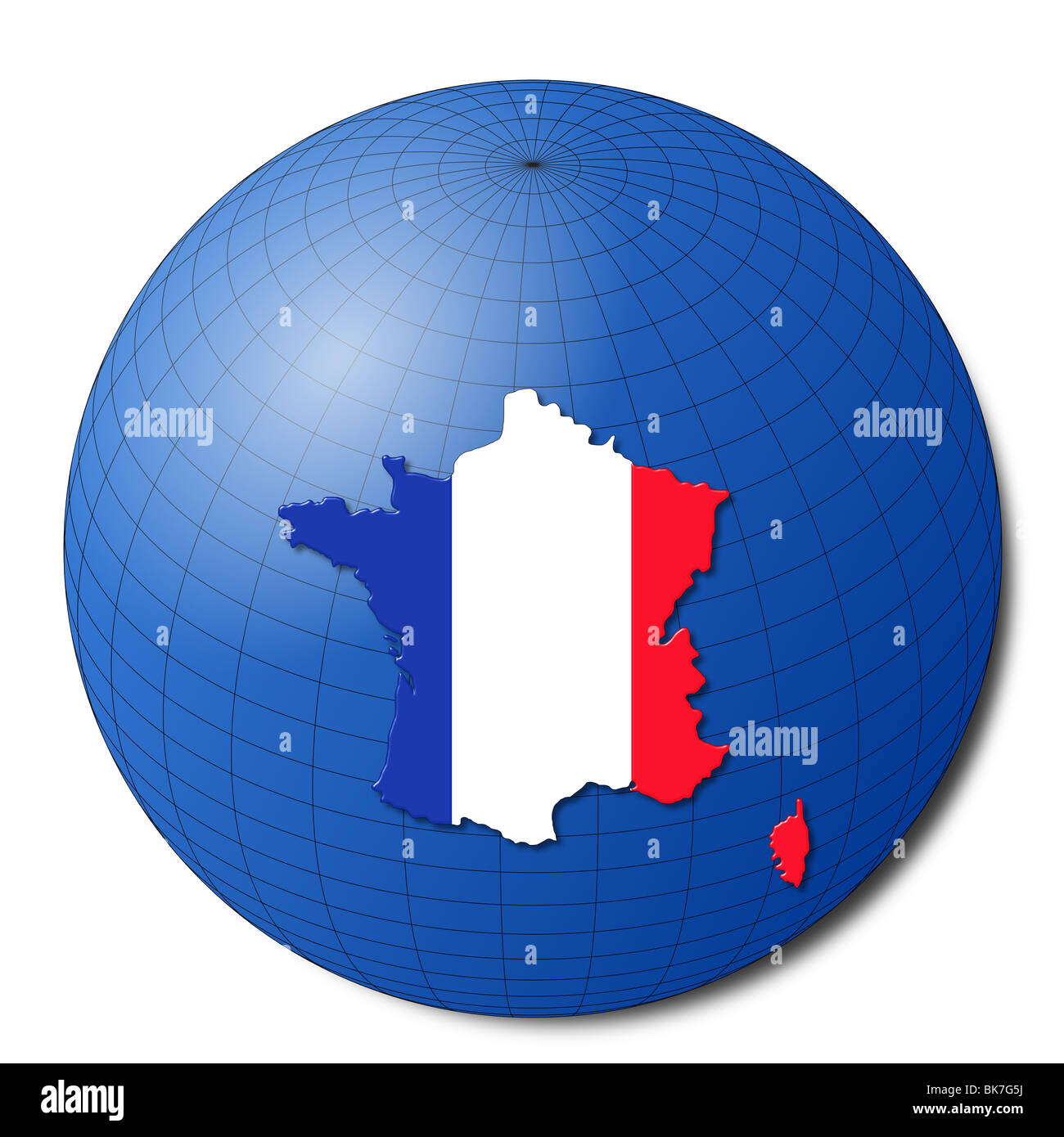 France map flag on abstract globe illustration Stock Photo - Alamy