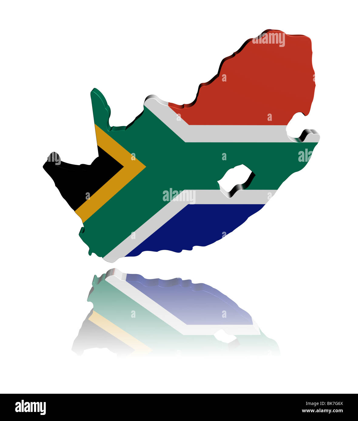South Africa map flag 3d render with reflection illustration Stock ...