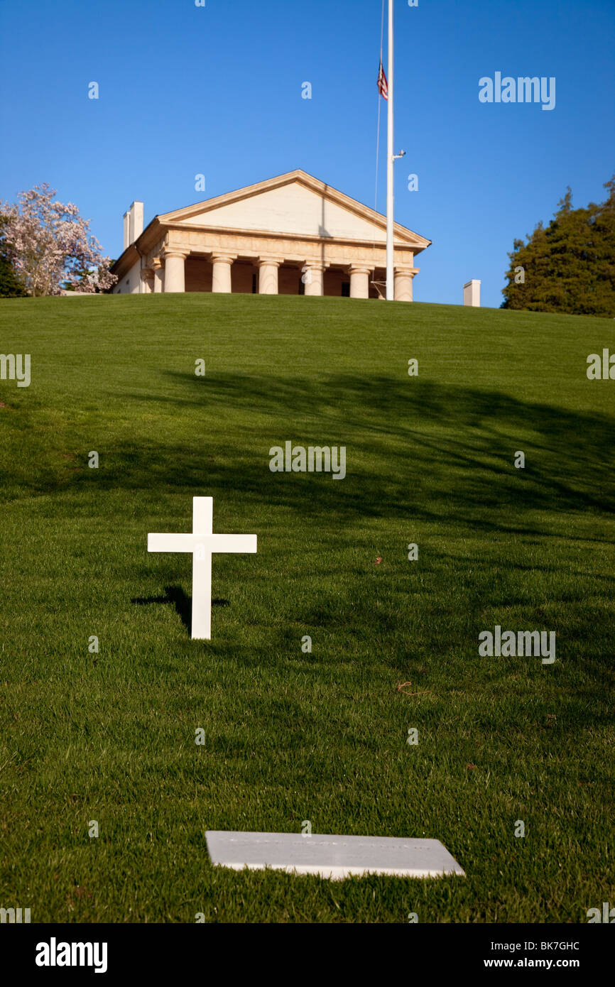 Gravesite of Senator Edward (Ted) Kennedy at Arlington National Cemetery near Washington DC USA Stock Photo