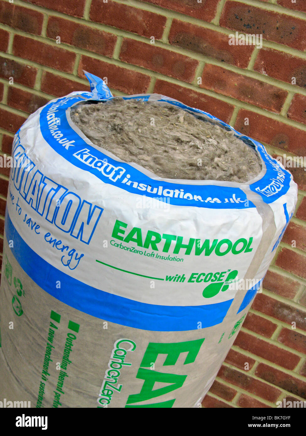 Earthwool Carbon zero loft & cavity insulation used to save energy & help the environment Stock Photo