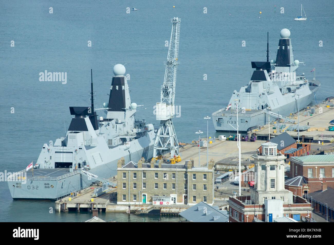 HMS Daring (left) and HMS Dauntless (right) in dock at Portsmouth harbour Stock Photo