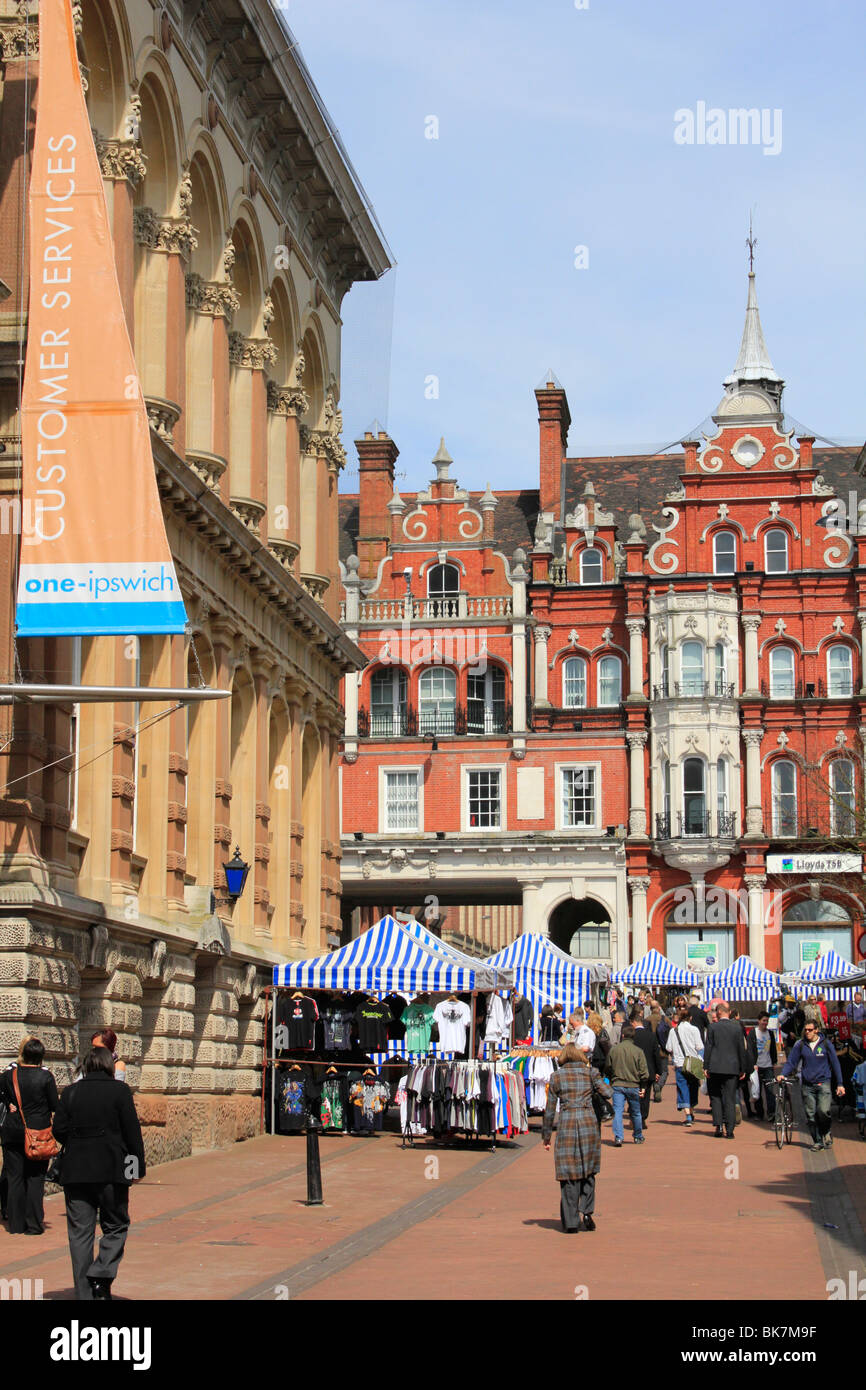 Ipswich town centre shopping county town of suffolk east anglia england ...