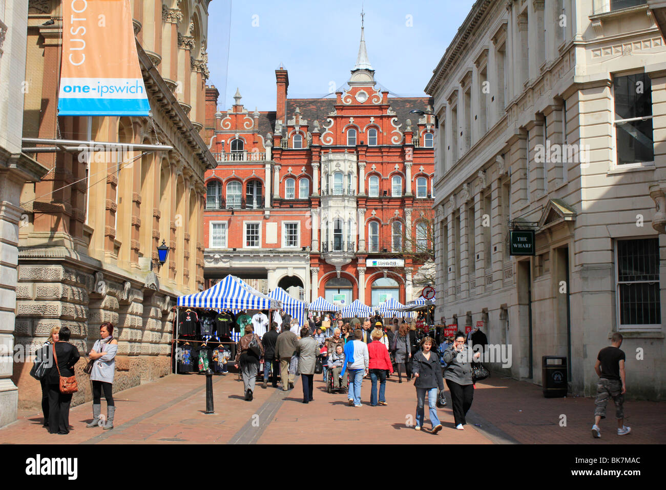 Ipswich town centre shopping county town of suffolk east anglia england