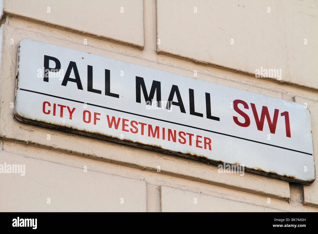 Sign for Pall Mall (famous street) in London Stock Photo