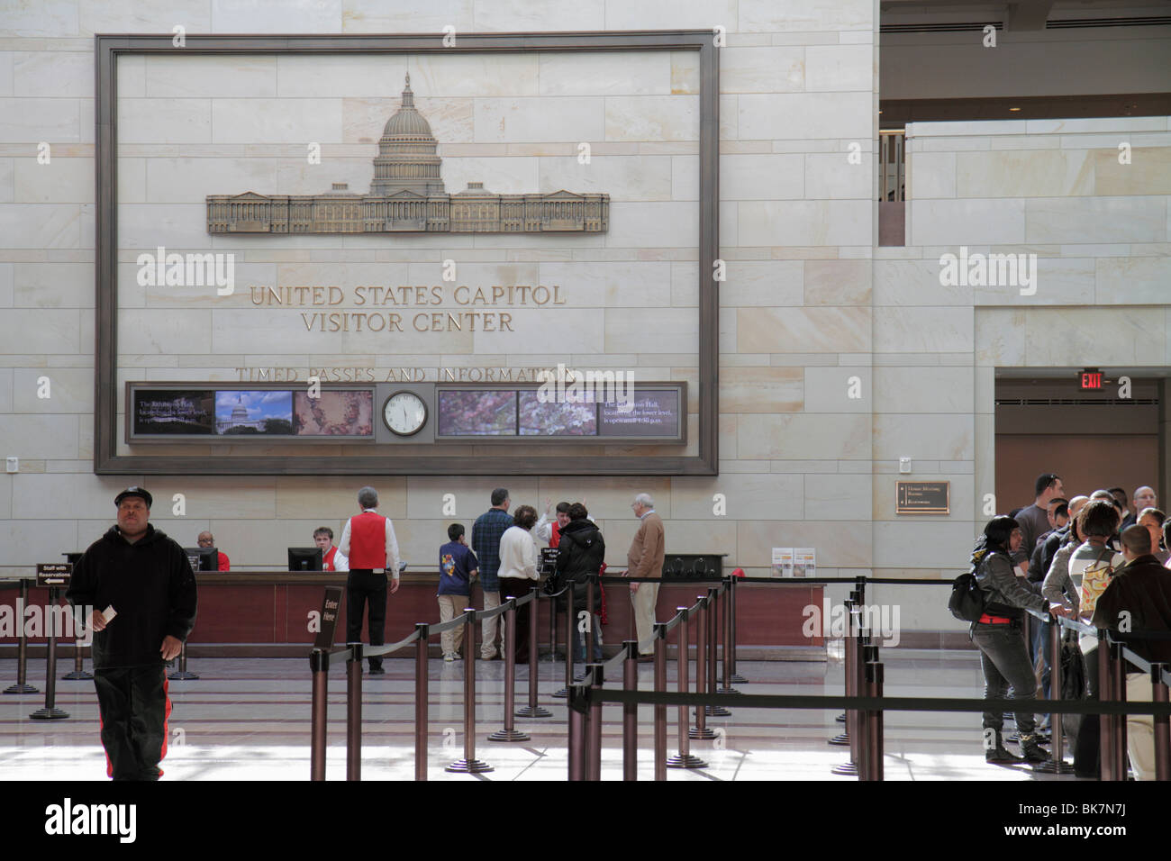 Washington DC Washingto,D.C.,United States US Capitol,Emancipation Hall,Visitor Center,tour,information,desk,help,roped line,Black Blacks African Afri Stock Photo