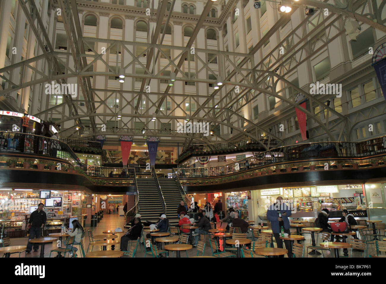 Washington DC,Pennsylvania Avenue,Old Post Office Pavilion,building,renovation,atrium,shopping shopper shoppers shop shops market markets marketplace Stock Photo