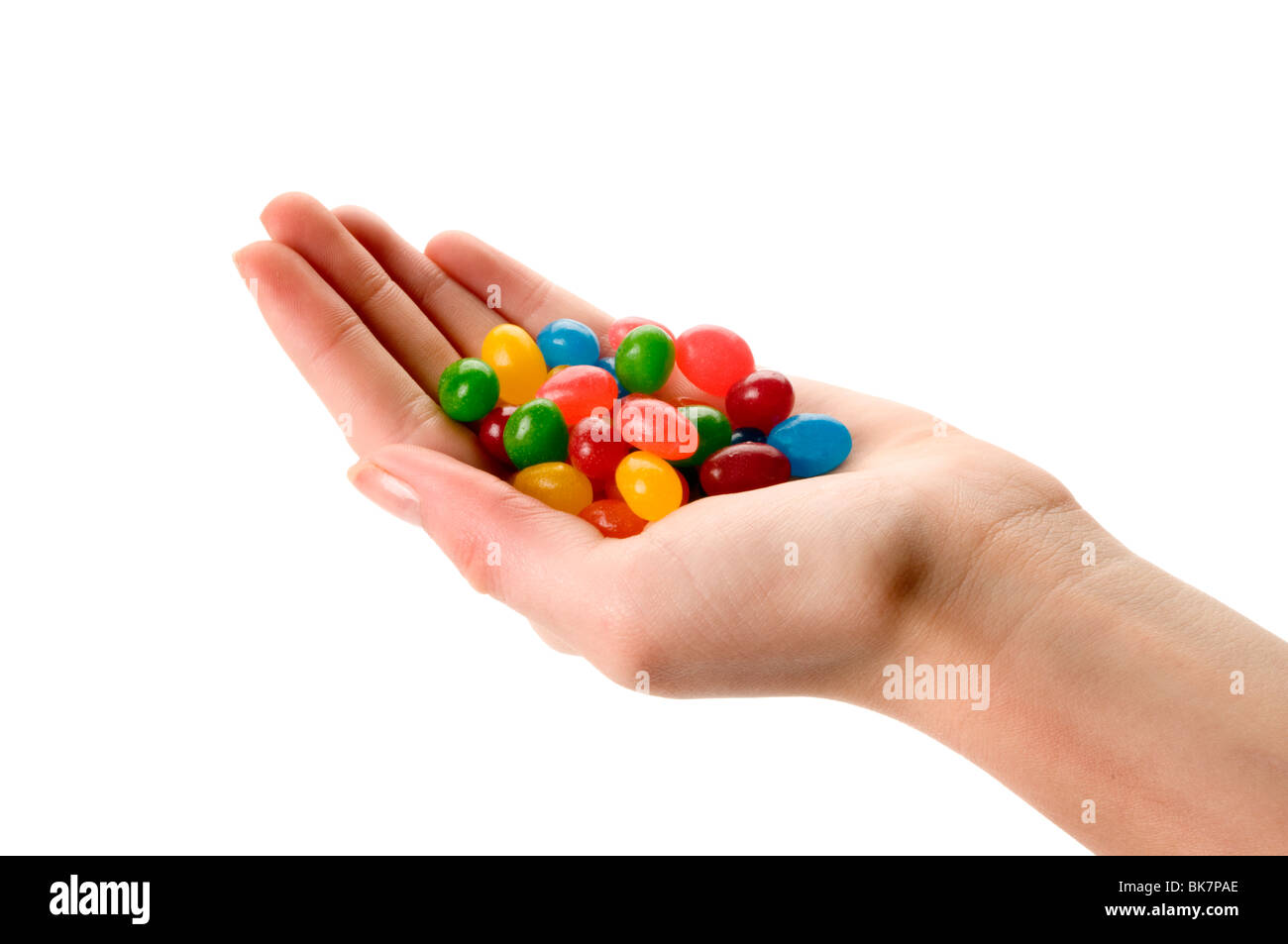hand holding jelly beans Stock Photo