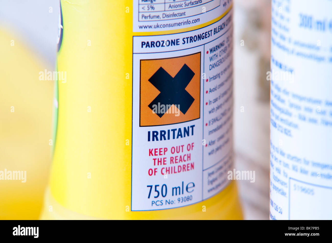 Closeup of bleach bottle Stock Photo Alamy