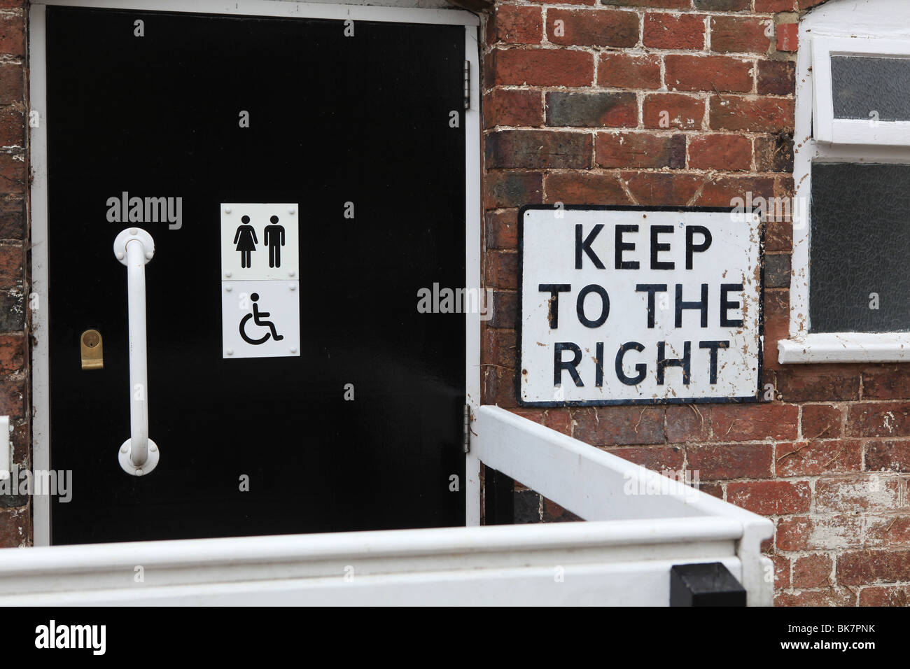 A sign saying keep to the right in the UK Stock Photo