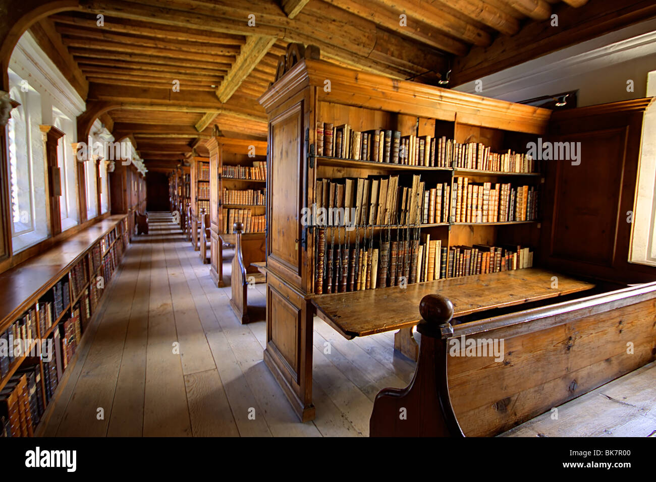 Wells Cathedral Somerset Library old books Stock Photo