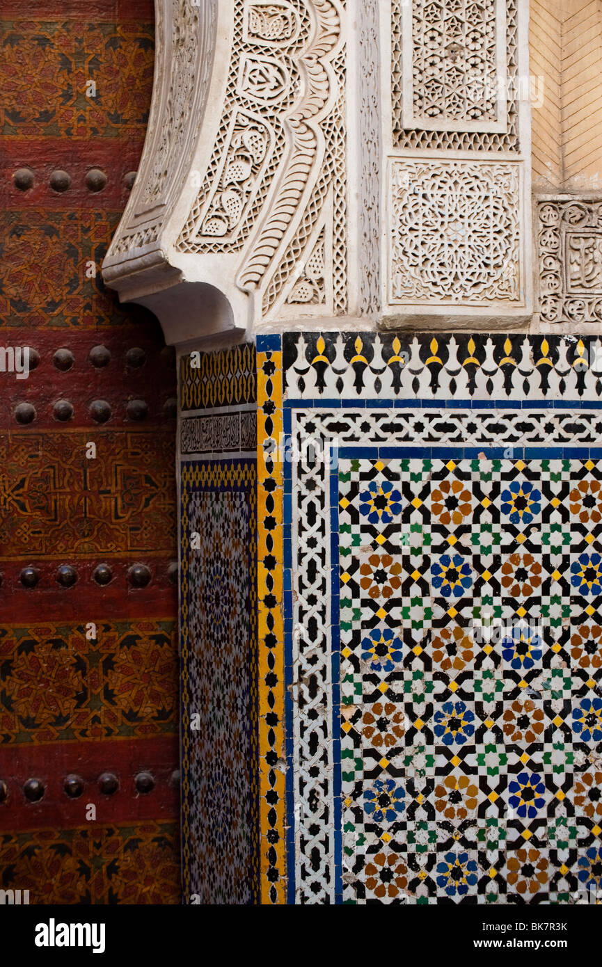 Zaouia Moulay Idriss islamic shrine, Fes el Bali, Fez, Morocco. Stock Photo