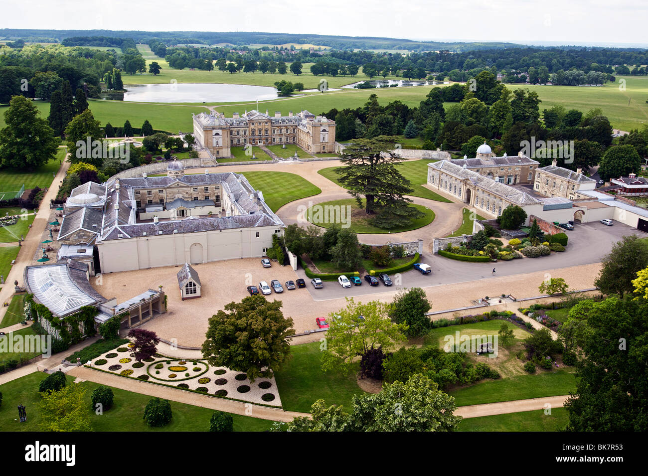 Oblique arial photograph of Woburn Abbey Stock Photo