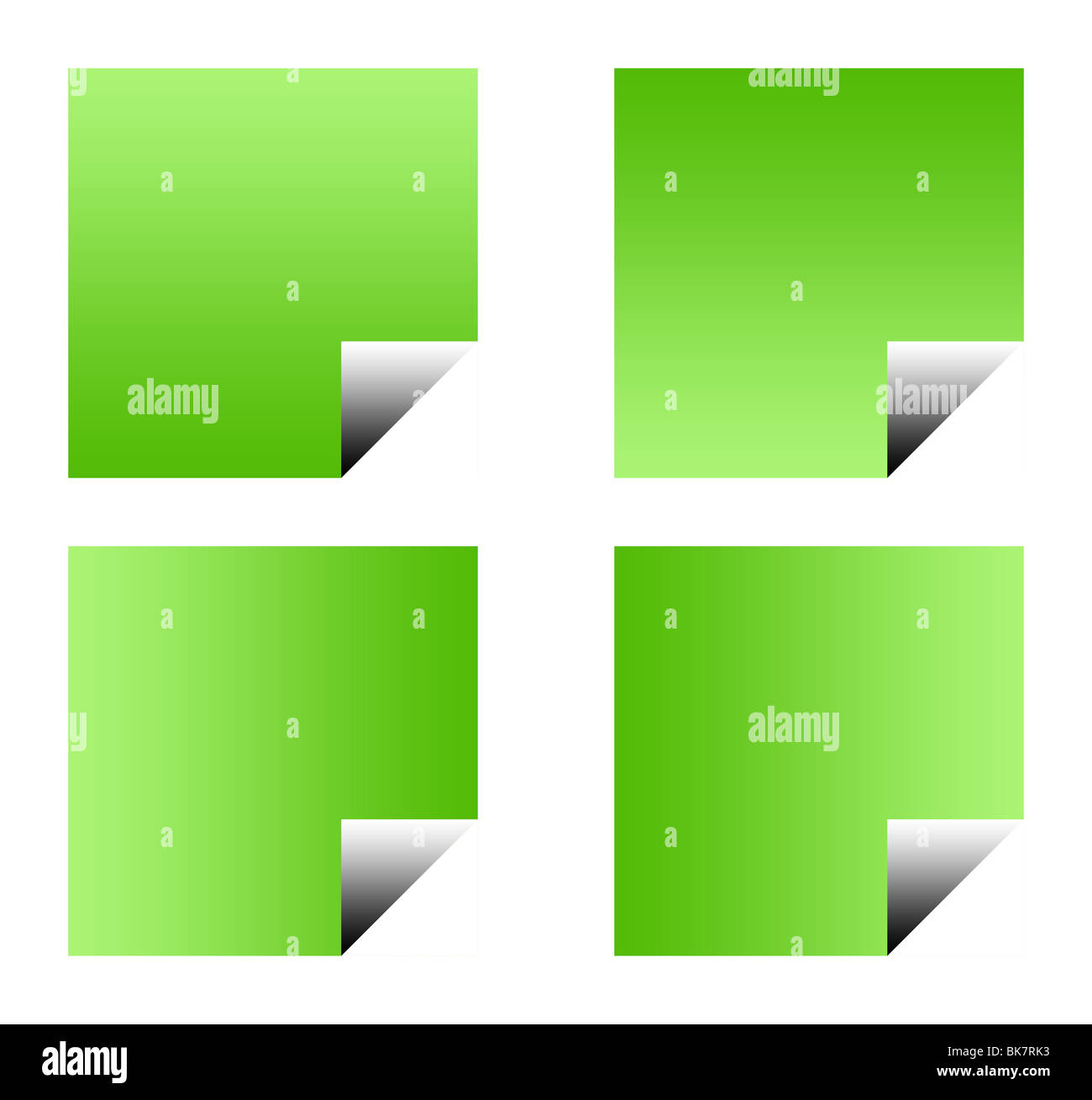 Green gradient buttons with copy space, isolated on white background. Stock Photo