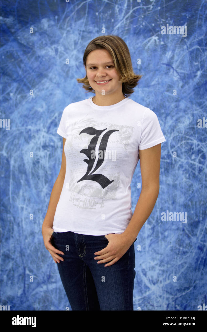 A Young Thin 17 Year Old Caucasian Girl With Short Brown Hair