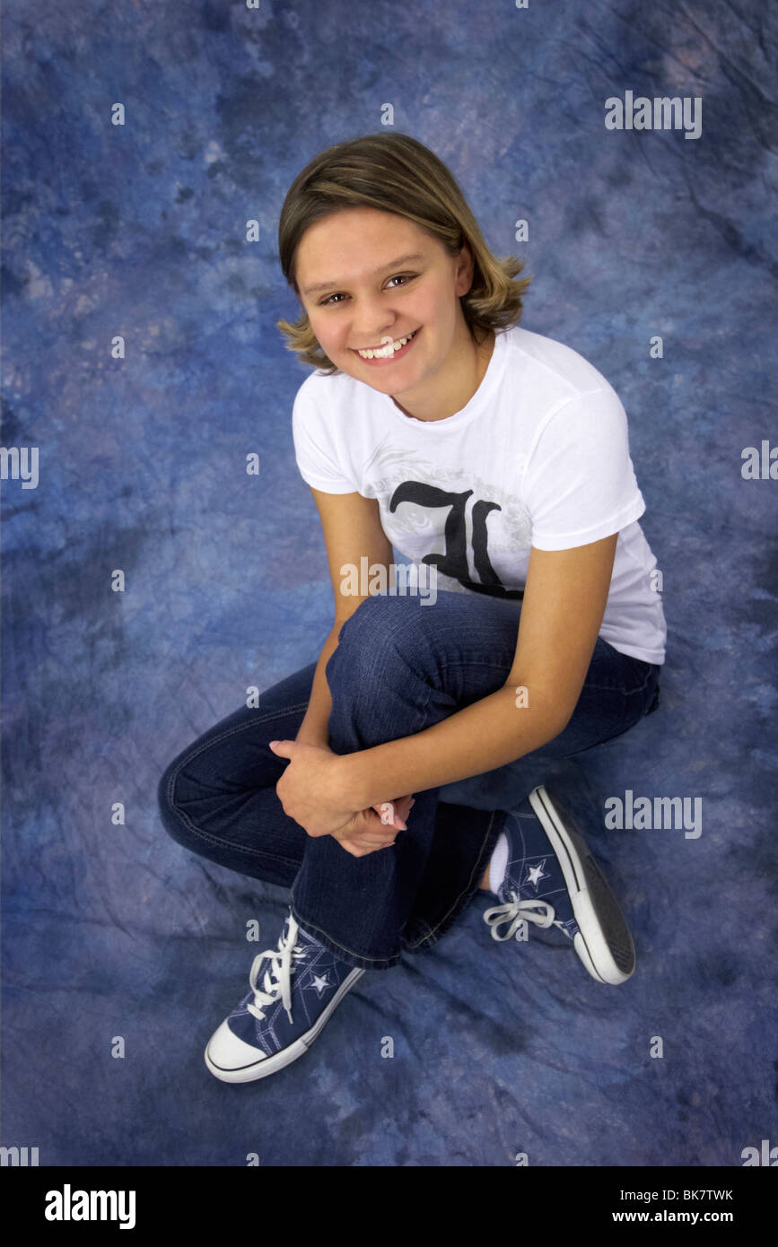 A Young Thin 17 Year Old Caucasian Girl With Short Brown Hair