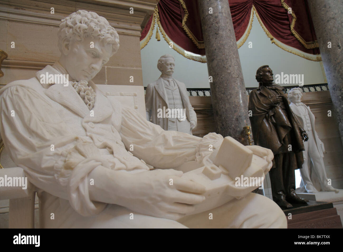 Washington DC,United States US Capitol,history,government,Congress,House of Representatives,National Statuary Hall,Robert Fulton,marble statue,Pennsyl Stock Photo