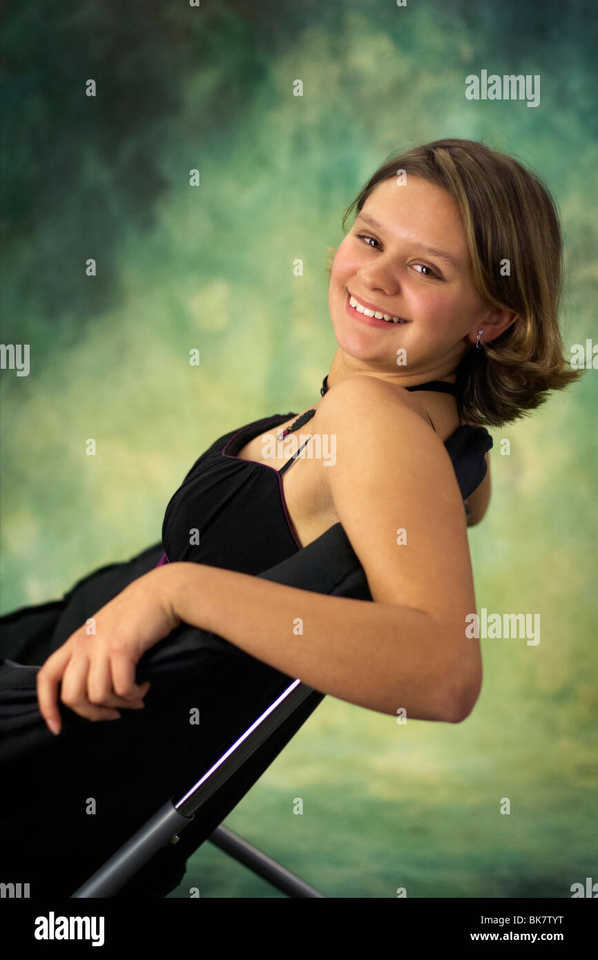 A Young Thin 17 Year Old Caucasian Girl With Short Brown Hair