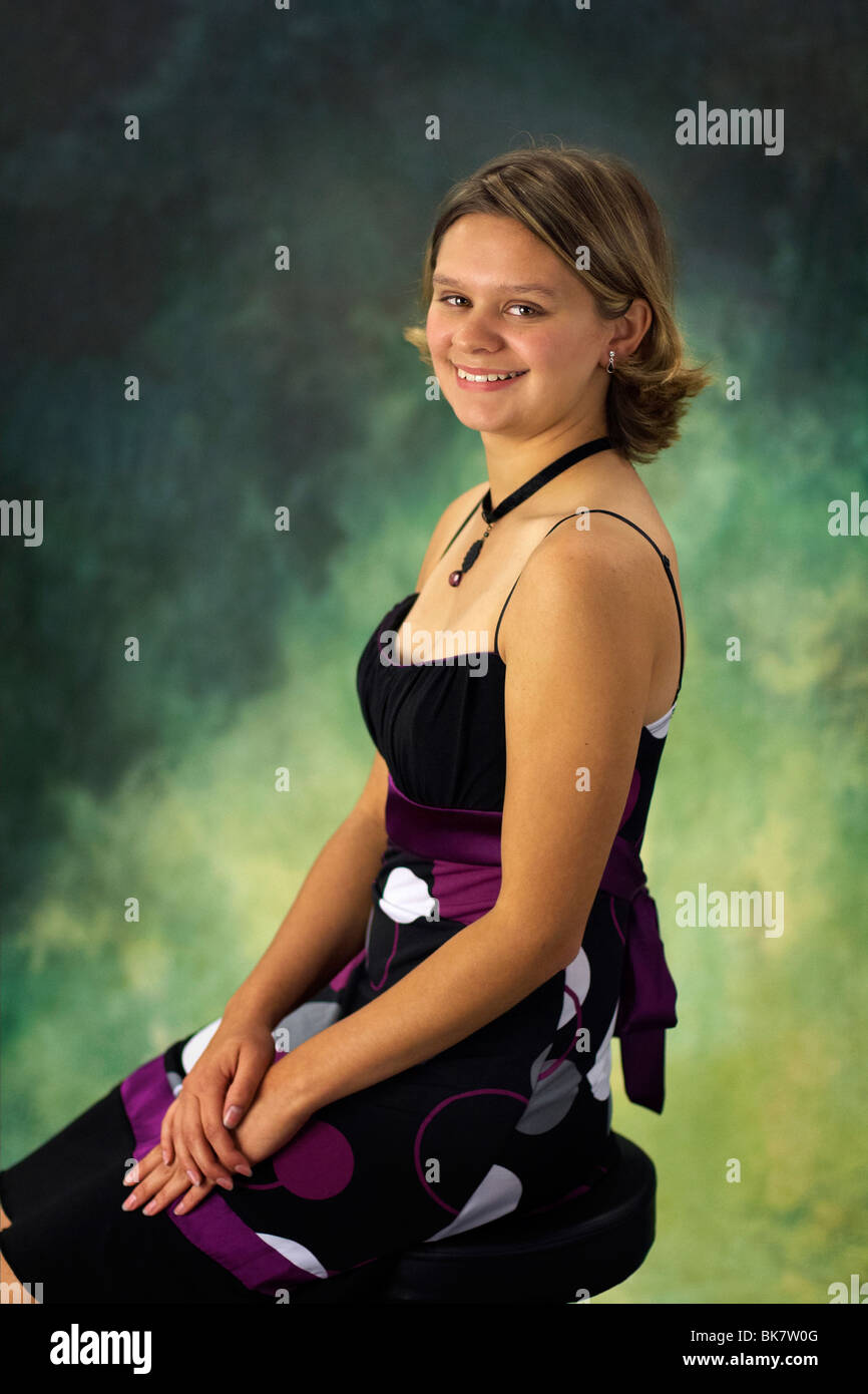 A Young Thin 17 Year Old Caucasian Girl With Short Brown Hair