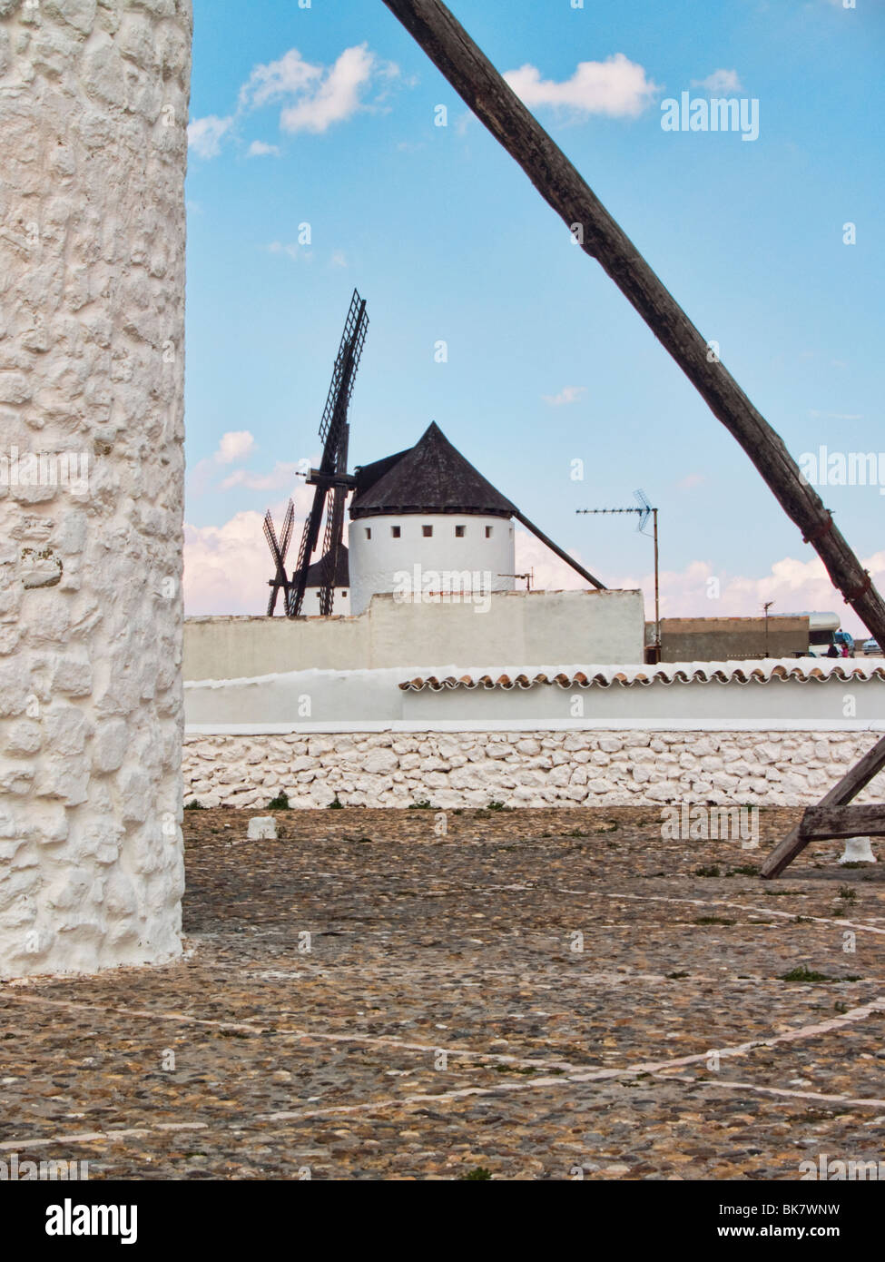 Famous windmills at Campo de Criptana (Ciudad Real, Spain) land of Don Quixote de la Mancha Stock Photo