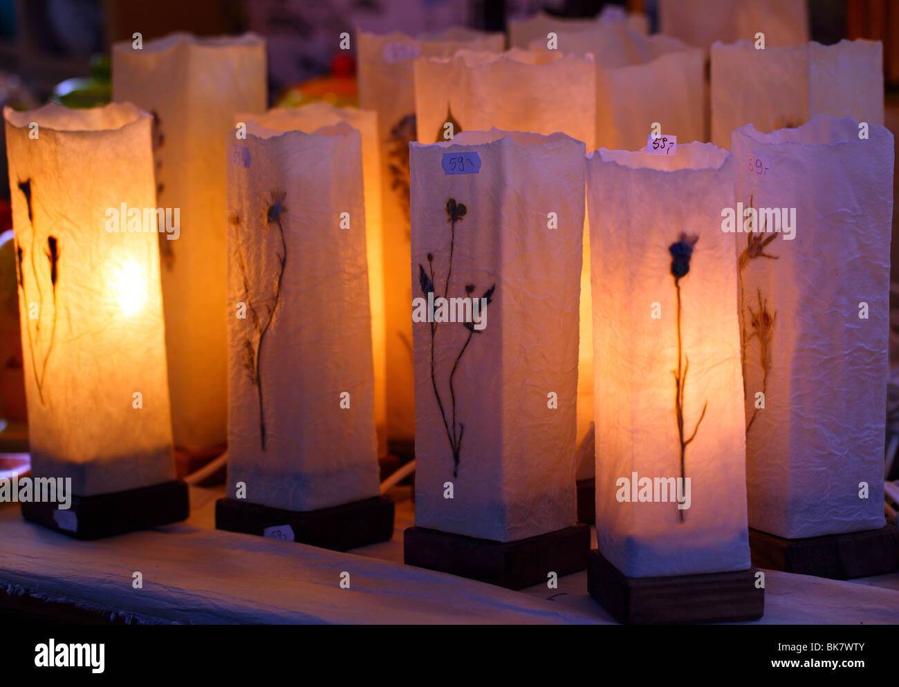 Candle lamps made of paper Stock Photo