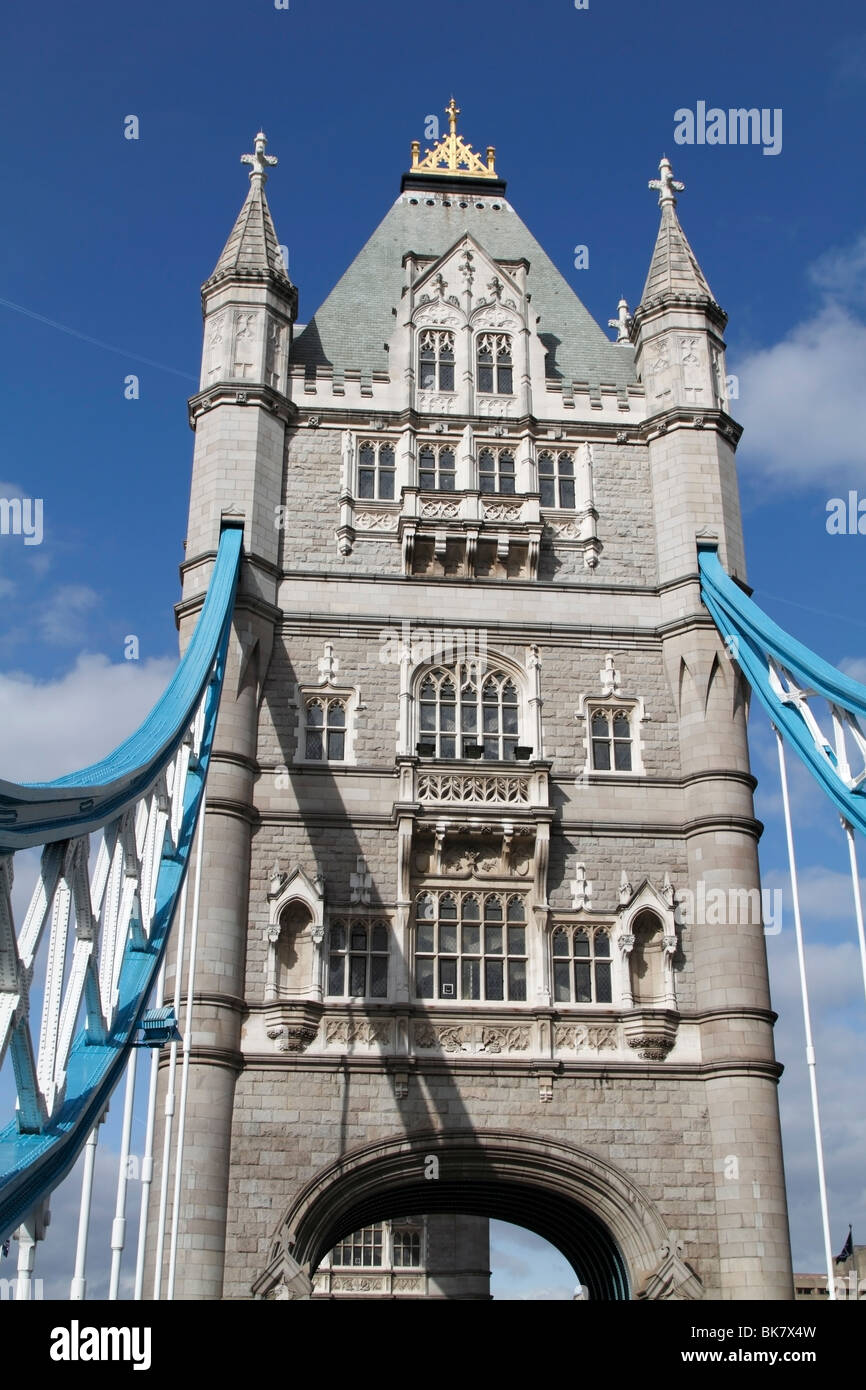 The southern tower of Tower Bridge as seen from the south side of the bridge, London Stock Photo