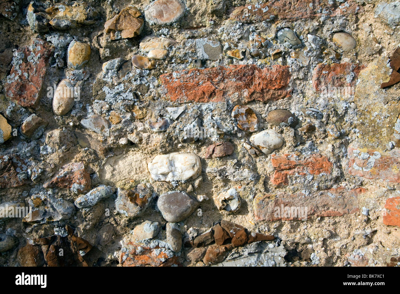 Close up of building materials used in medieval church tower construction Stock Photo