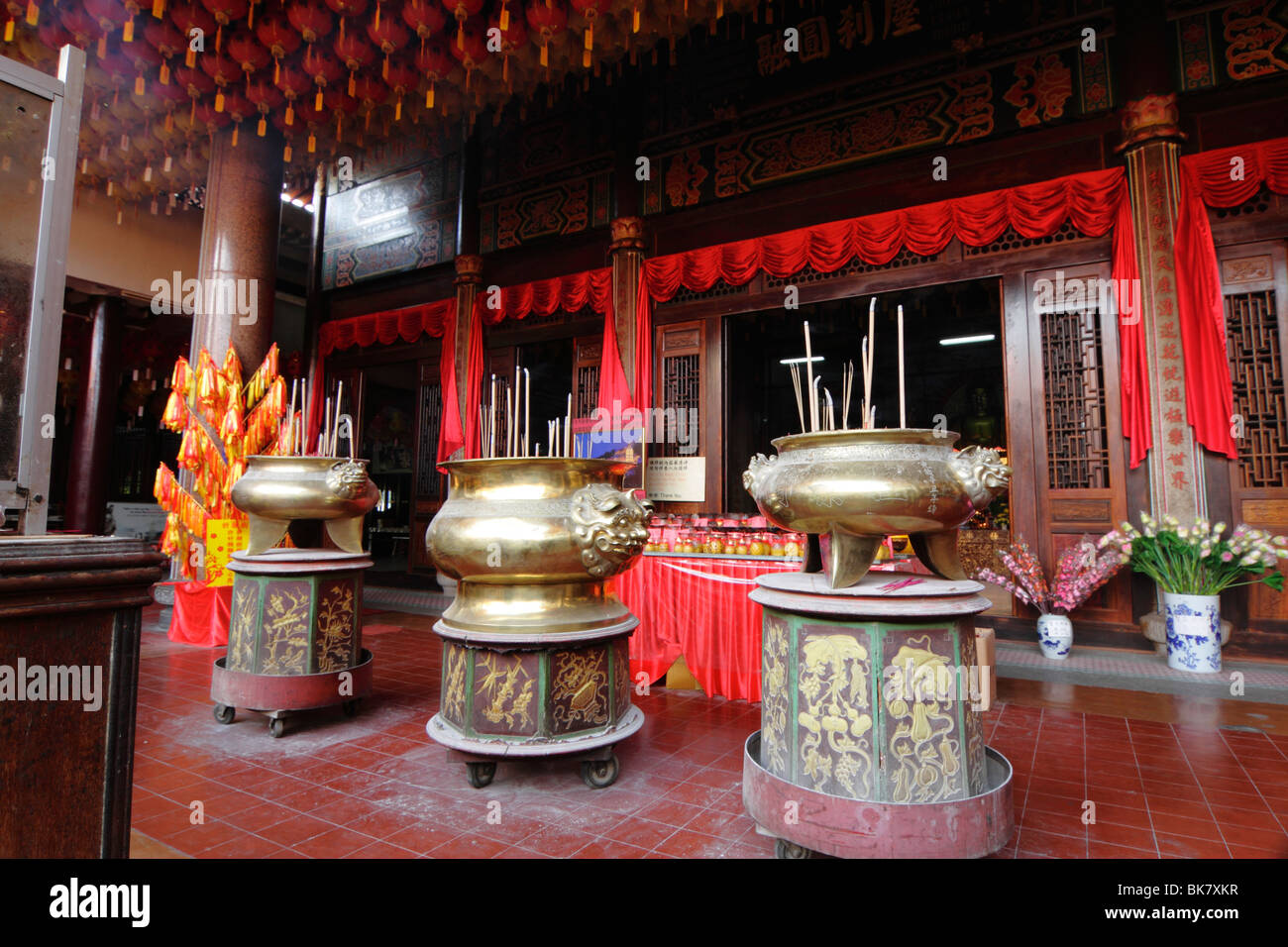 Incense burners at a Buddhist shrine at Kek Lok Si temple, Penang