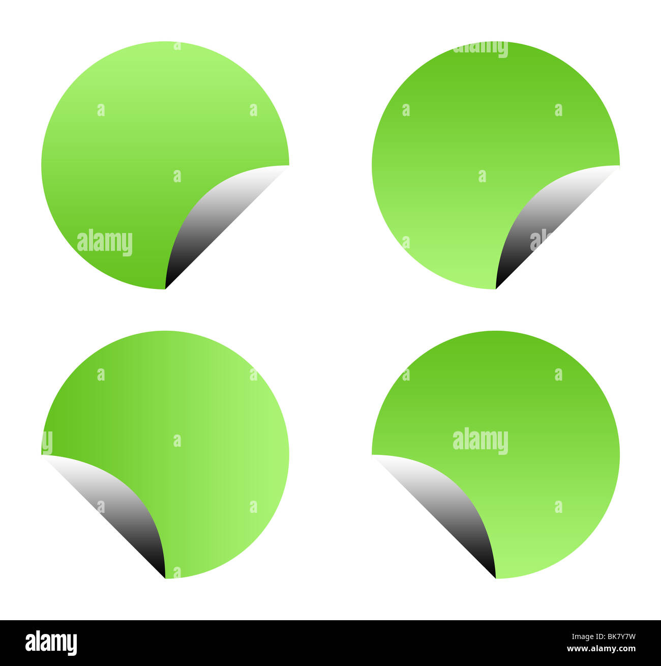 Green gradient buttons with copy space, isolated on white background. Stock Photo