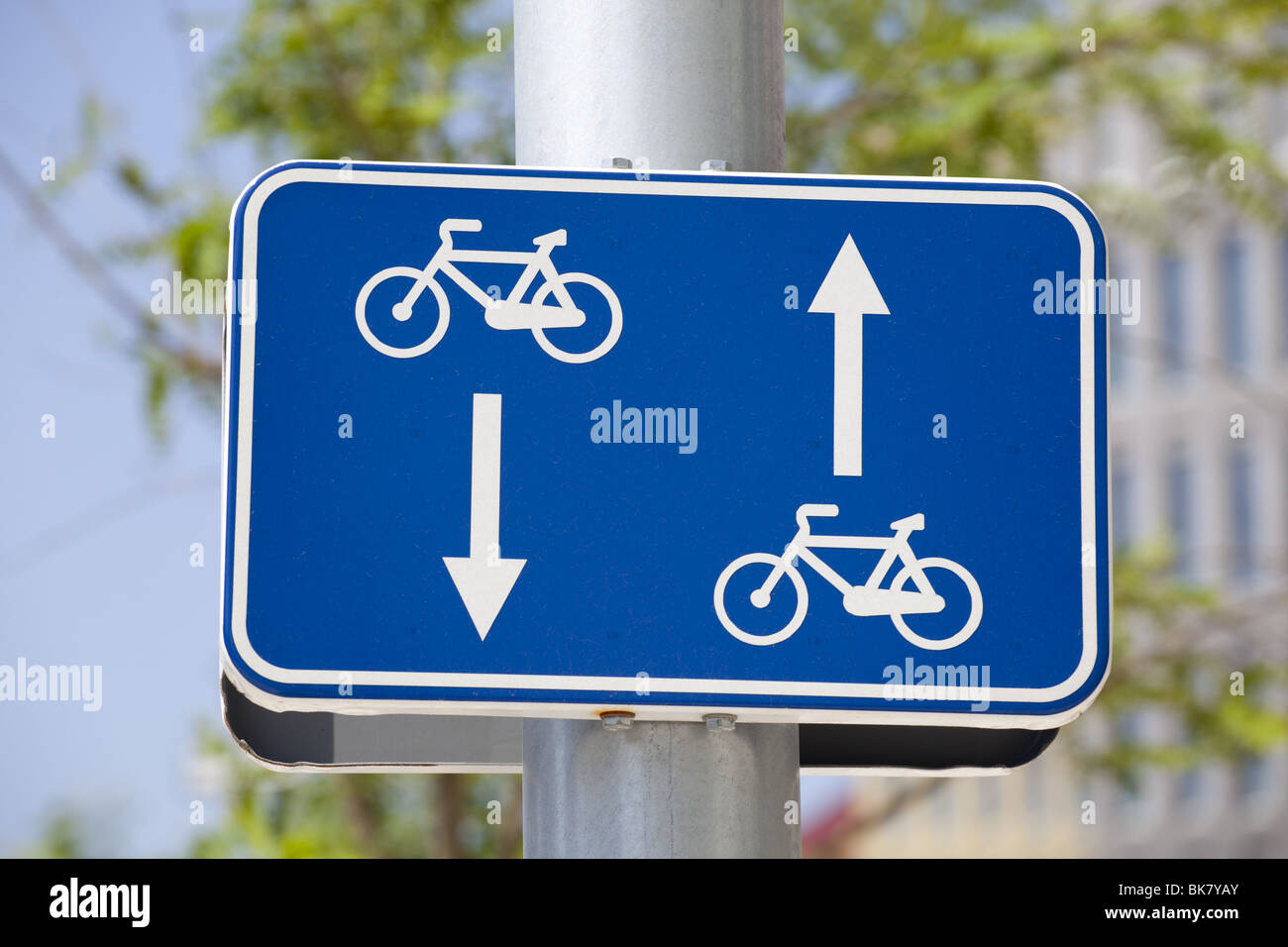 bicycle sign close-up Stock Photo