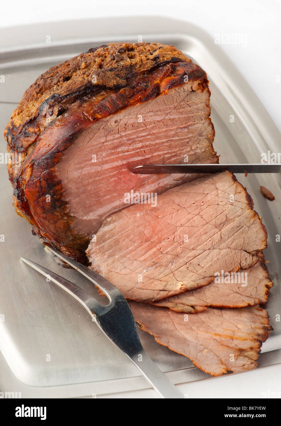 Fresh carved roast beef Stock Photo