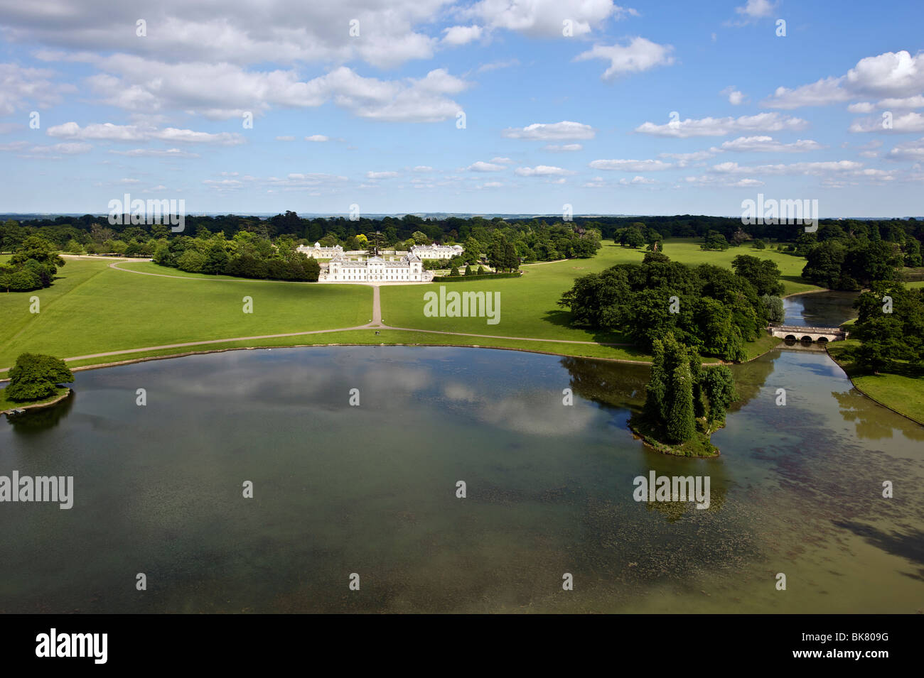 Oblique arial photograph of Woburn Abbey Stock Photo
