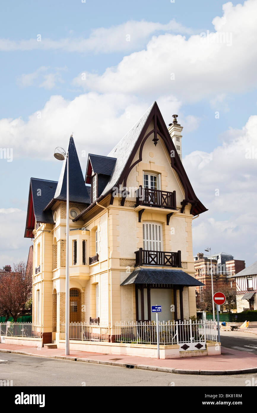 Traditional French Normandy house architecture in Deauville, Normandy France Stock Photo