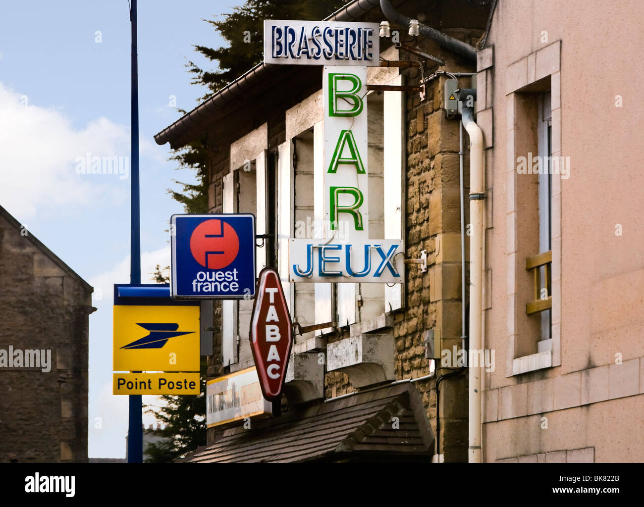 Shop signs in the small village of Sallenelles Calvados Normandy France Stock Photo