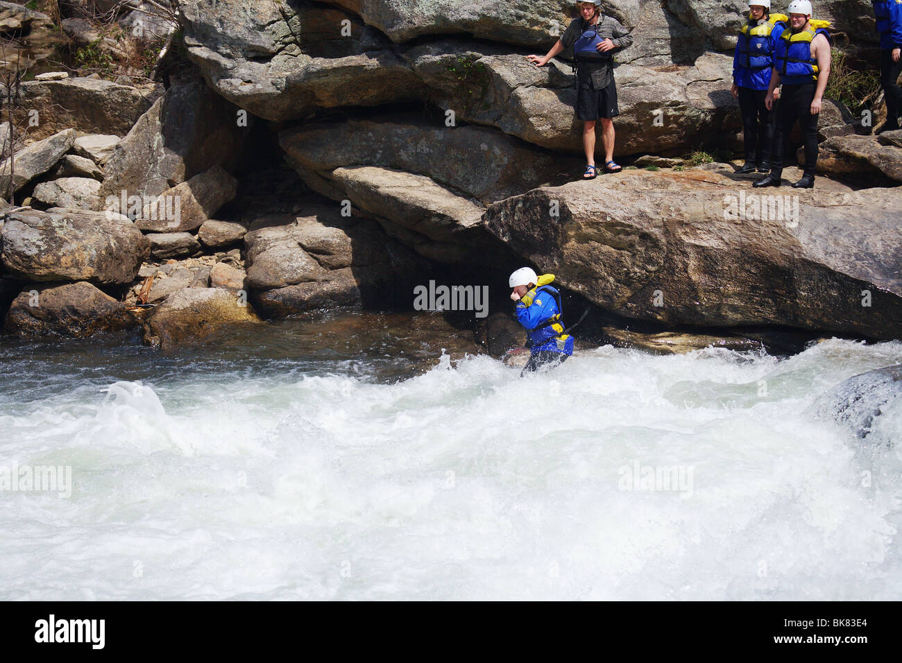 RAFTERS JUMPING INTO WATER PRACTICING SAFETY FOR WATER RESCUE ...