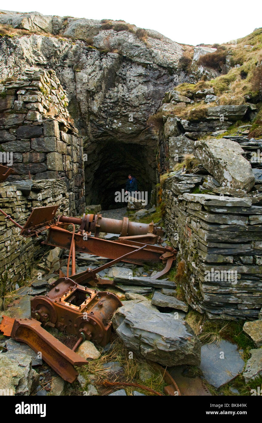 Abandoned mine workings in the Moelwyn hills, near Blaenau Ffestiniog, Snowdonia, North Wales, UK Stock Photo