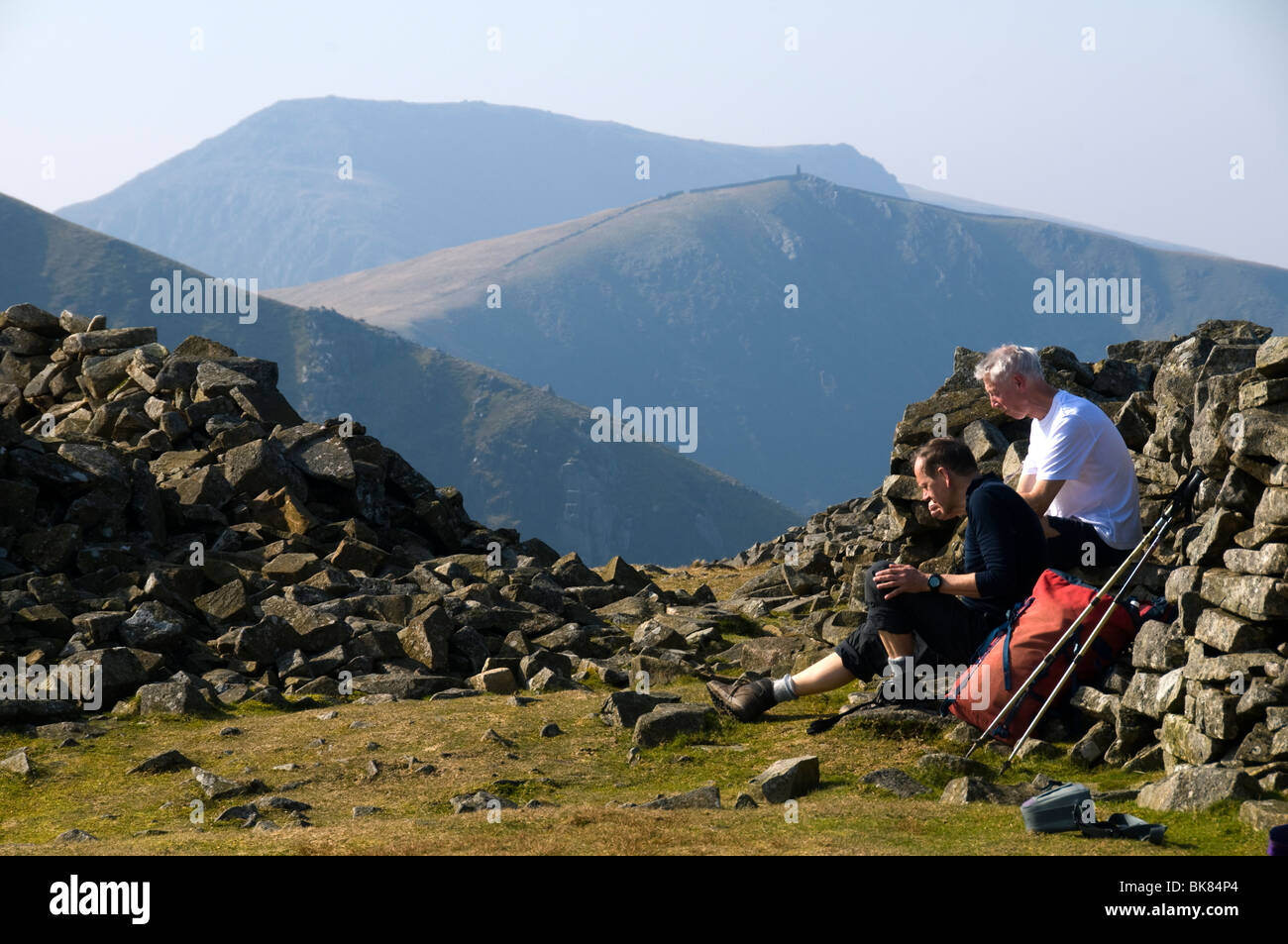 Craig Cwm Silyn and Mynydd Tal-y-mignedd from the summit of Y Garn, Nantlle Ridge, Snowdonia, North Wales, UK Stock Photo